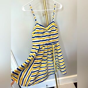 Jack by BB Dakota yellow and blue stripe mini dress, size small